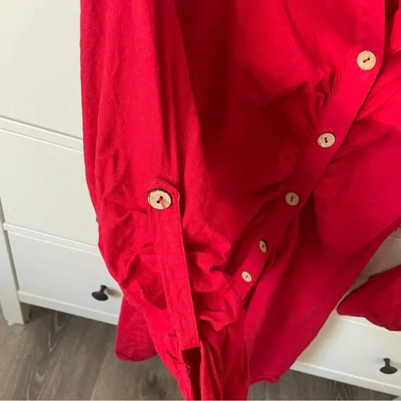 Zara Red Linen Dress - Picture 3 of 5